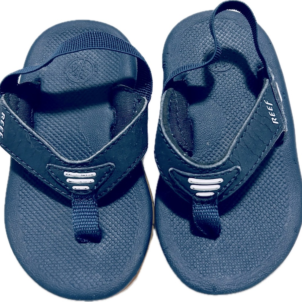 Reef Infant Toddler 3/4 Little Ahi Sandals Navy White Excellent condition